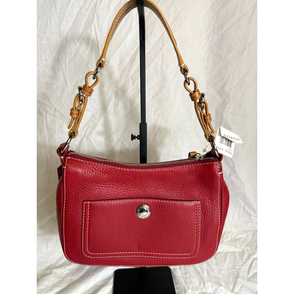 Coach Red Pebbled Leather Shoulder Bag – Chic & Timeless Style